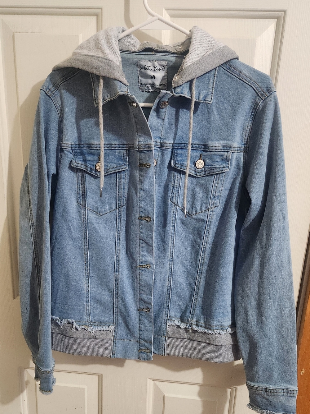 White Birch Light Wash Denim Hooded Jacket NWOT